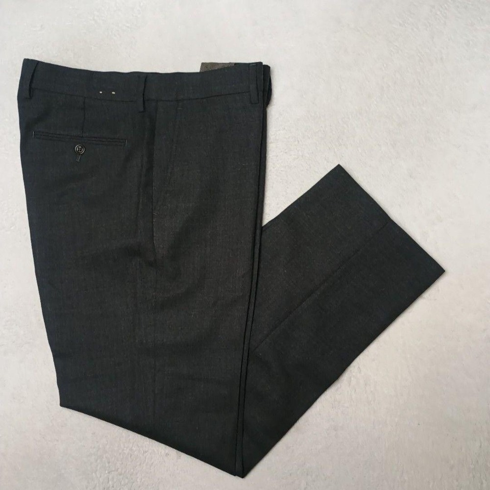 JCrew Pants Men 33x30 Gray Classic Dress Flat Front Bowery Flannel Straight Wool